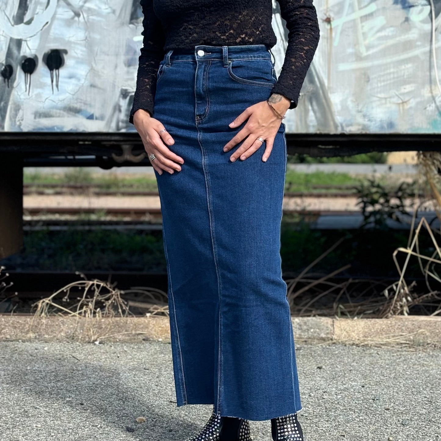 Jupe longue en jeans